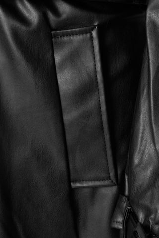 Sophia PU Long Trench Coat in Black
