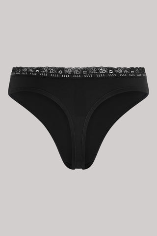 Multi Pack (3) Synthetic Rib Thongs in Black