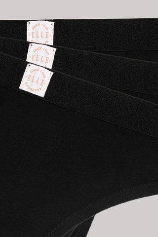 3 Pack Super Soft Cotton Heritage Patch Thongs in Black