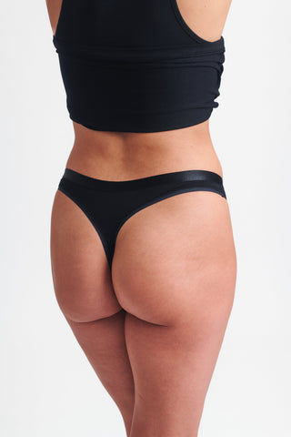 3 Pack Super Soft Cotton Heritage Patch Thongs in Black