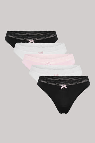Multi Pack (5) Lace Waist Thongs