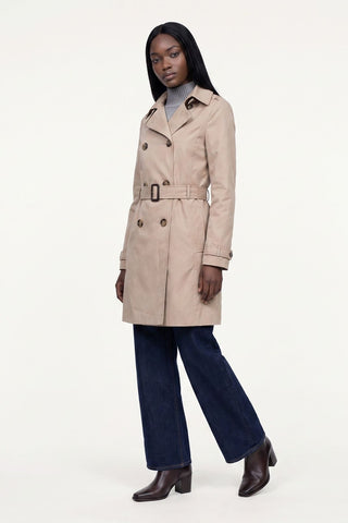 Tina Double Breasted Trench Coat in Stone
