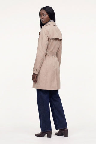 Tina Double Breasted Trench Coat in Stone
