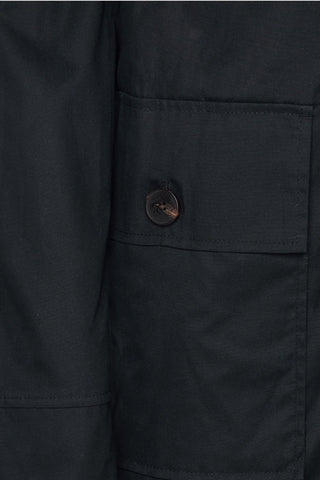 Elle Waxed Cotton Long Coat in Black