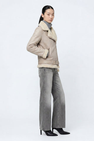 Jolie Faux-Shearling Biker Jacket Grey