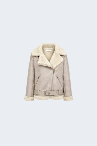Jolie Faux-Shearling Biker Jacket Grey