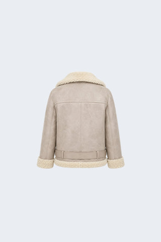 Jolie Faux-Shearling Biker Jacket Grey