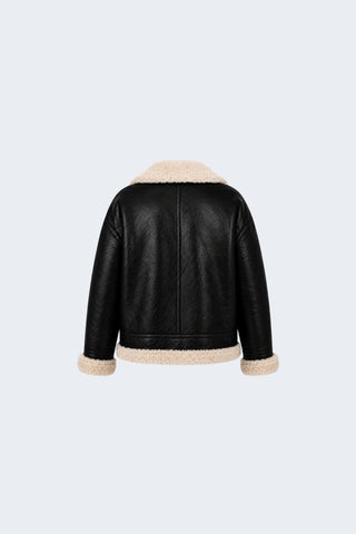 Jocelyn Faux-Shearling Aviator Jacket Black