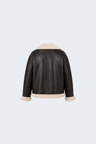 Jocelyn Faux-Shearling Aviator Jacket Brown