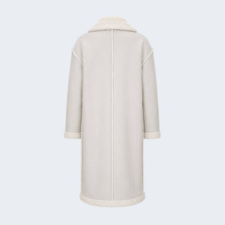 Morgan Double-Breasted Faux-Shearling Coat Grey