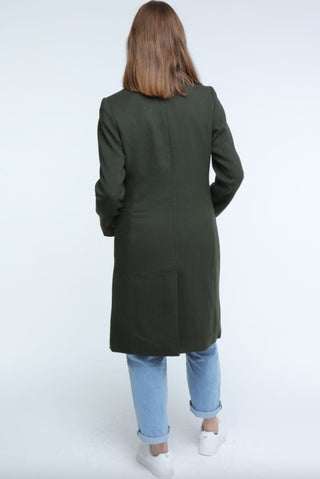 Elle Double Breasted Long Coat in Green