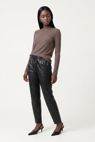 Tessa Drawstring Waist Faux Leather Trousers